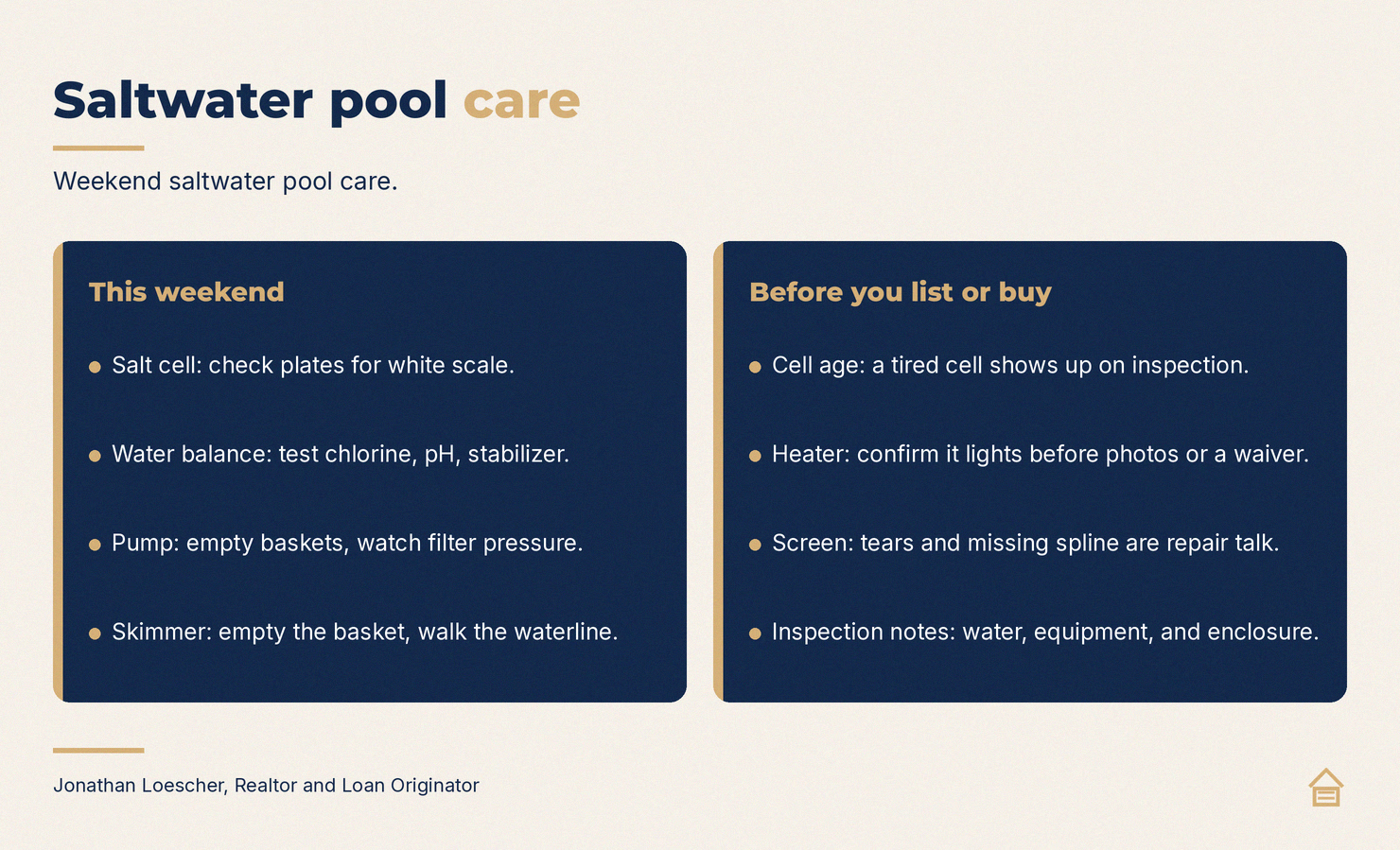 Weekend saltwater pool care
