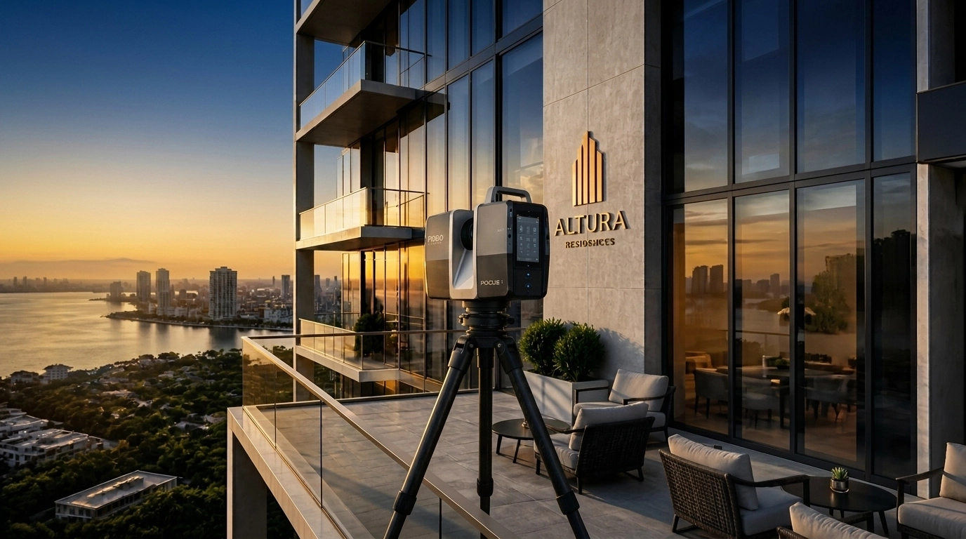 Professional structural inspection equipment on a luxury Tampa Bay condo balcony.