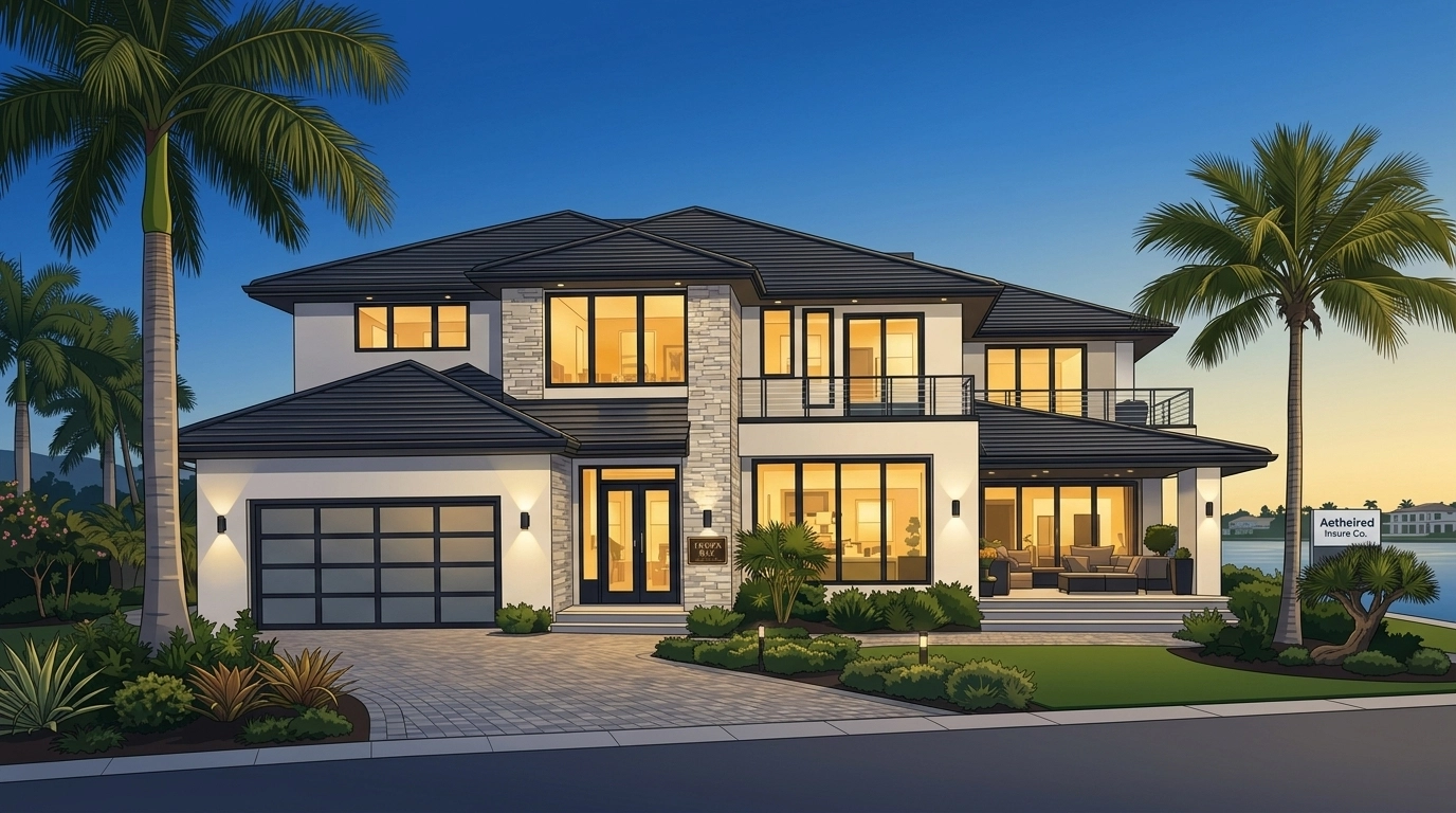 A modern Tampa Bay home with a well-maintained roof representing ideal insurable real estate in Florida.