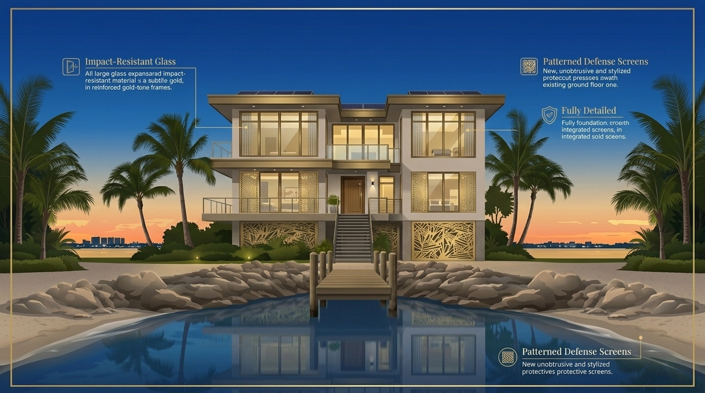 Resilient luxury home in Tierra Verde featuring modern hurricane protection and structural upgrades.
