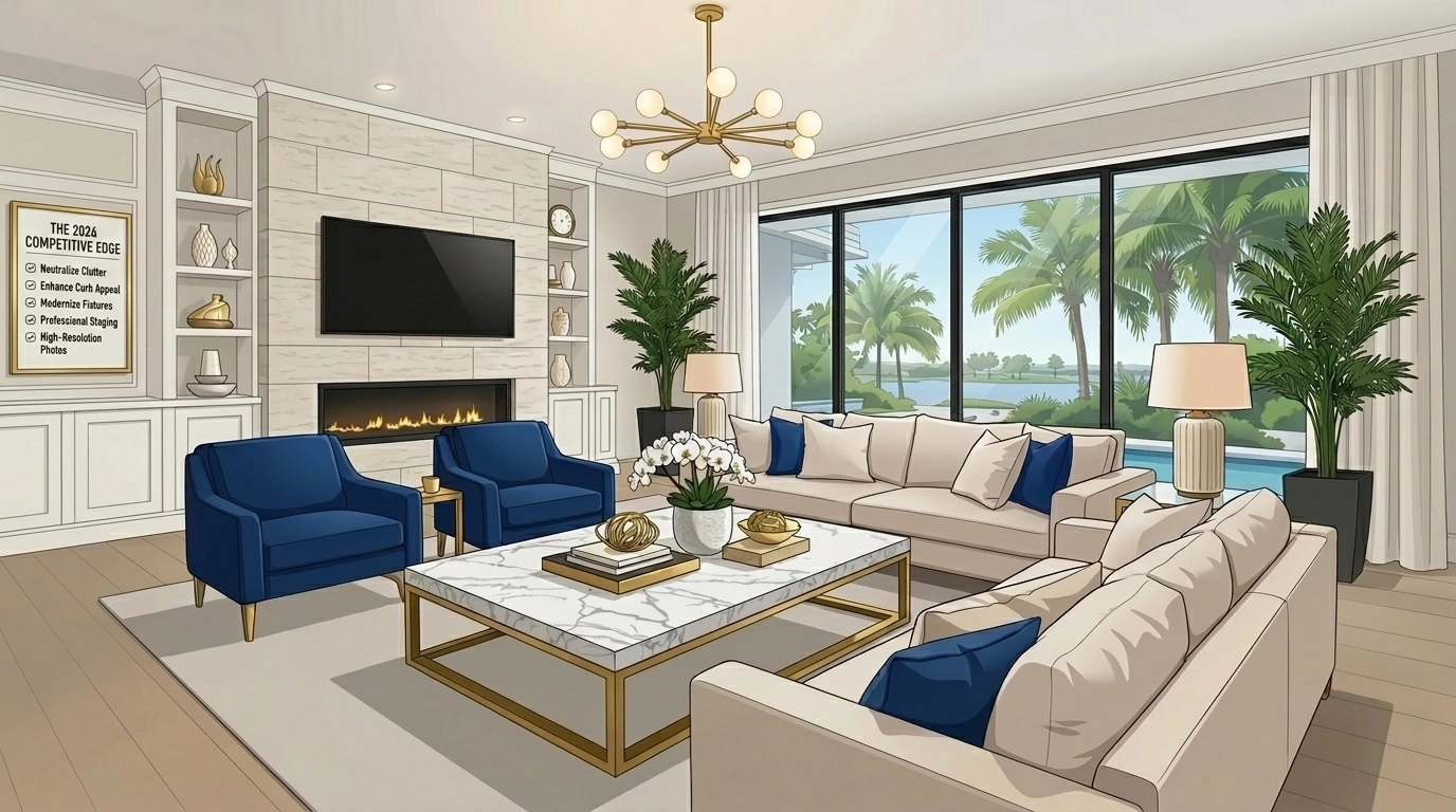 Professionally staged luxury Florida home interior reflecting the competitive edge for Tampa sellers.