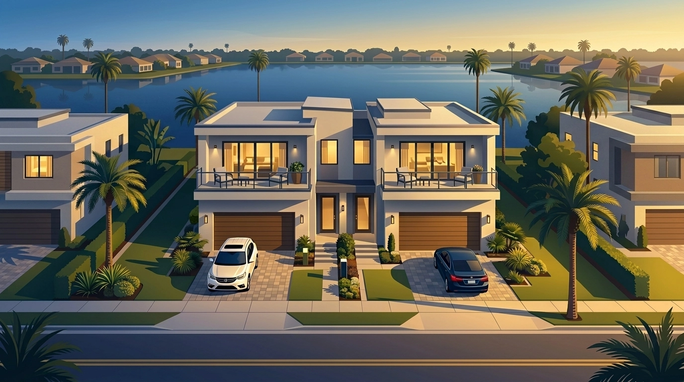 Modern Pinellas County duplex investment property illustrating gross rental yield calculations.